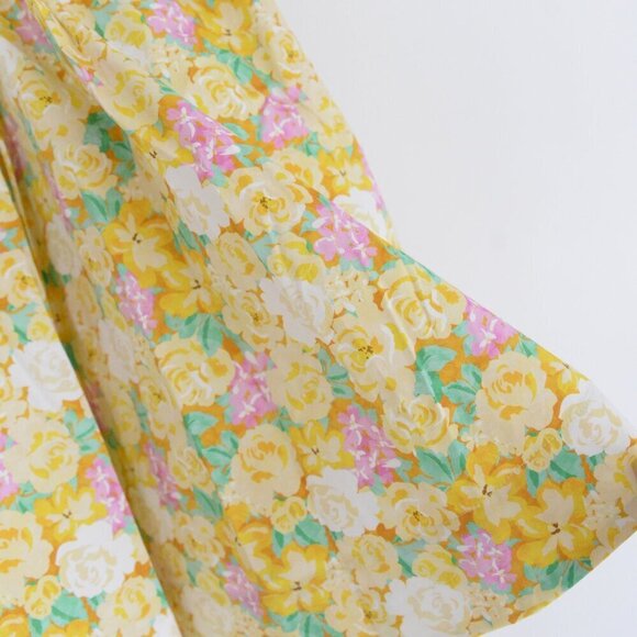 For Love & Lemons Yellow Tamra Dress with Florals & Ruffle Mini Dress M - Picture 4 of 13